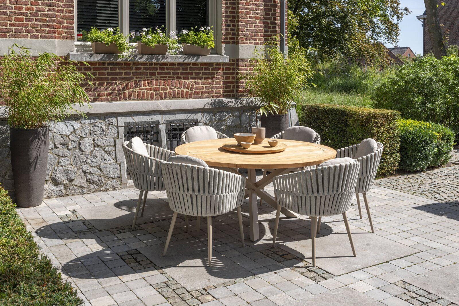 Eva dining chair with Prado 160cm Latte and lazy susan _ 01.jpg